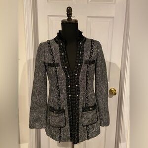 White House Black Market Elegant Black and Gray Women's Jacket Size 6